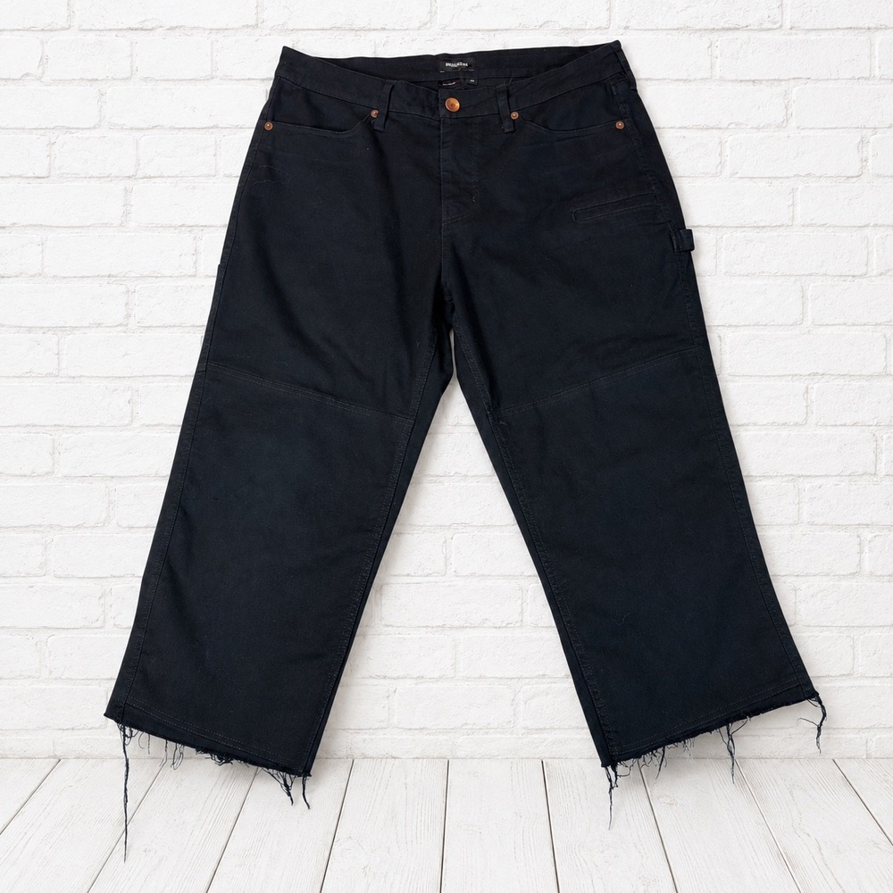 Brixton Relaxed Fit Work Pants Black Hammer Loop Raw Hem Mens 33 Streetwear